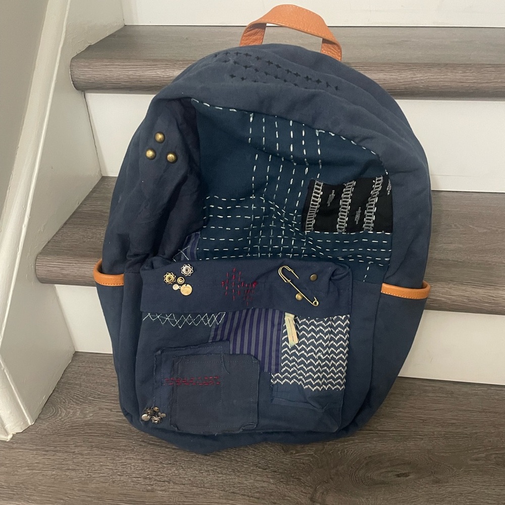 Free People Navy Embellished Backpack/School bag